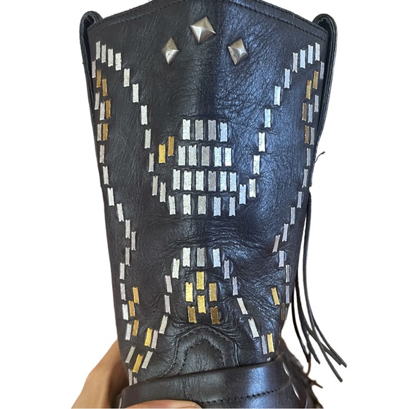 Golden Goose Shoes - Golden Goose Deluxe Brand Leather Boots with silver Studded Butterfly Vero Cuoio